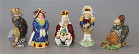 Five Beswick Alice Series: Gryphon, Fish footman, Queen of hearts, Mock turtle and King of hearts